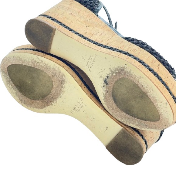 Marvin K Italian Black Wedge Heels ‘Bianca’ Mesh Cork High Heel Sandals | Size 8 - Picture 12 of 13